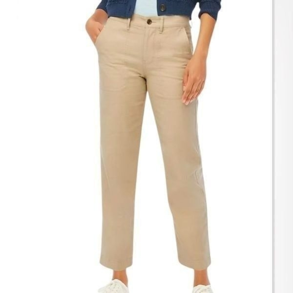 J. CREW Pants Cotton Camp Pants – Size 8  Beige  Inseam 26” J Crew Factory